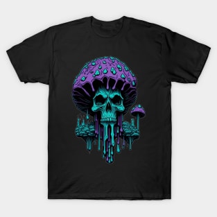 Trippy Melting Mushroom Skull T-Shirt